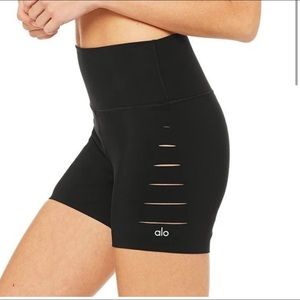 Black alo yoga bike shorts with slits